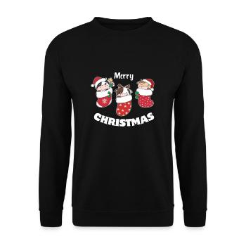 Cute cows in Christmas sock for Christmas cow - Unisex Sweatshirt - black - Front - Alina (178cm) & Michal (187cm)