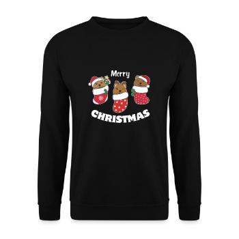 Mignon quokka en chaussette de Noël pour Noël - Sweat-shirt Unisexe - noir - Devant - Alina (178cm) & Michal (187cm)