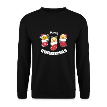 Canards mignons en chaussette de Noël pour canard de Noël - Sweat-shirt Unisexe - noir - Devant - Alina (178cm) & Michal (187cm)