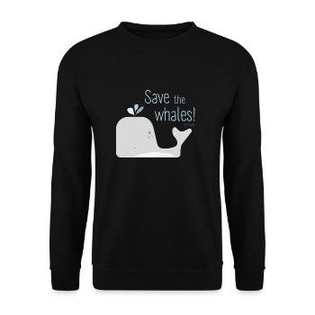 Save the Whales - Cute Whale Motif - Unisex Sweatshirt - black - Front - Alina (178cm) & Michal (187cm)