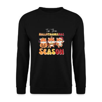 Tis' the Hallothanksmas Season Fox - Unisex Sweatshirt - black - Front - Alina (178cm) & Michal (187cm)