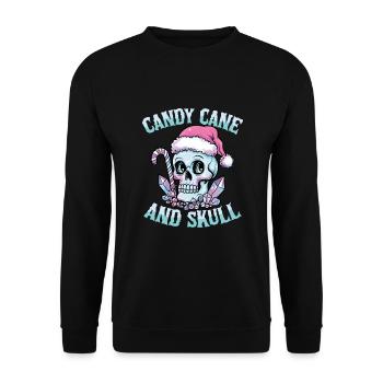 Candy Cane And Skull Pastel Goth Christmas Skull - Unisex Sweatshirt - black - Front - Alina (178cm) & Michal (187cm)