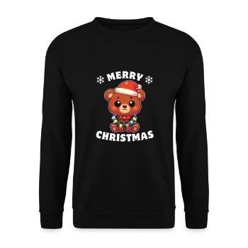 Christmas Fairy Lights Malay Bear - Unisex Sweatshirt - black - Front - Alina (178cm) & Michal (187cm)