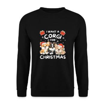 I want a corgi for Christmas cute dogs - Unisex Sweatshirt - black - Front - Alina (178cm) & Michal (187cm)