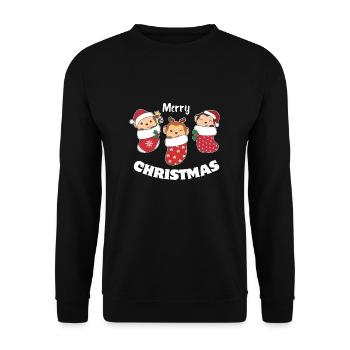 Singe mignon en chaussette de Noël pour singe de Noël - Sweat-shirt Unisexe - noir - Devant - Alina (178cm) & Michal (187cm)