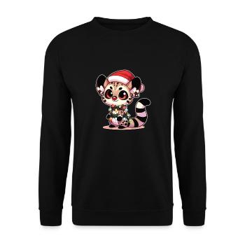 Christmas Fairy Lights Tiny Spotted Genet Cat - Unisex Sweatshirt - black - Front - Alina (178cm) & Michal (187cm)