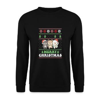 Merry Christmas retro ugly christmas alpaca - Unisex Sweatshirt - black - Front - Alina (178cm) & Michal (187cm)