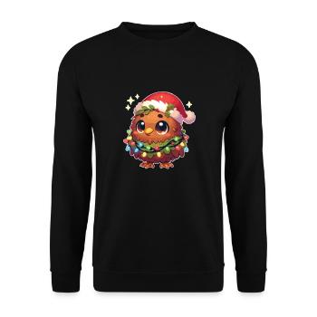 Weihnachtsmütze Weihnachten Lichterkette Kiwi - Unisex Pullover - Schwarz - Vorne - Alina (178cm) & Michal (187cm)