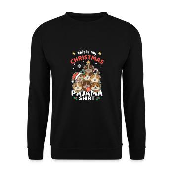 Christmas Guinea Pig Christmas Pajamas - Unisex Sweatshirt - black - Front - Alina (178cm) & Michal (187cm)