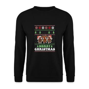 Merry Christmas retro ugly christmas Okapi - Unisex Pullover - Schwarz - Vorne - Alina (178cm) & Michal (187cm)