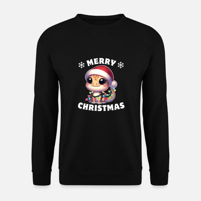 Weihnachten Lichterkette Leopardgecko - Unisex Pullover - Schwarz