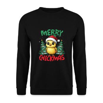 Merry Chickma's Funny Chick Christmas - Unisex Sweatshirt - black - Front - Alina (178cm) & Michal (187cm)