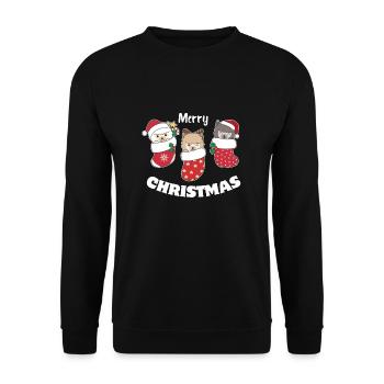 De jolis alpagas en chaussettes de Noël - Sweat-shirt Unisexe - noir - Devant - Alina (178cm) & Michal (187cm)