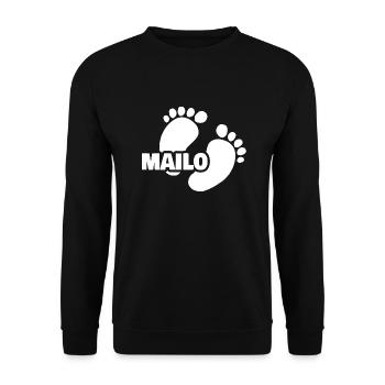 Geschenk für Mailo - Unisex Pullover - Schwarz - Vorne - Alina (178cm) & Michal (187cm)