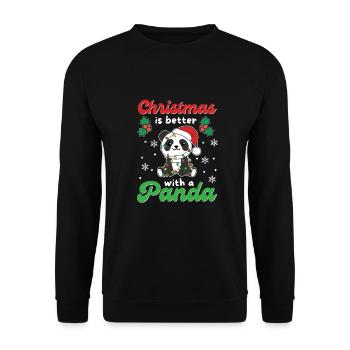 Noël, c’est mieux avec un panda - Sweat-shirt Unisexe - noir - Devant - Alina (178cm) & Michal (187cm)