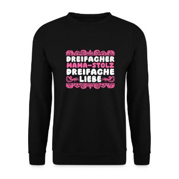 Mama Von 3 Kindern - Unisex Pullover - Schwarz - Vorne - Alina (178cm) & Michal (187cm)