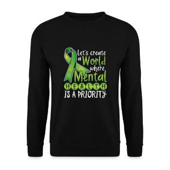 Let's Create A World where mental health is a - Unisex Pullover - Schwarz - Vorne - Alina (178cm) & Michal (187cm)
