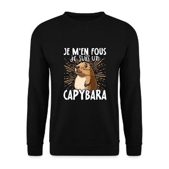 Je m'en fous je suis un capybara - süßes Capybara - Unisex Pullover - Schwarz - Vorne - Alina (178cm) & Michal (187cm)