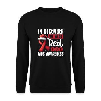 En décembre, nous portons du rouge pour - Sweat-shirt Unisexe - noir - Devant - Alina (178cm) & Michal (187cm)