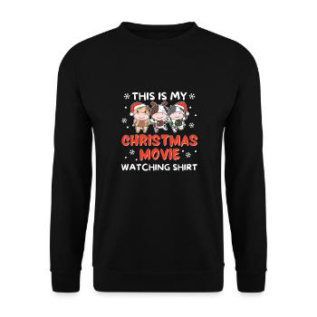 Cow Christmas Movie Watching - Unisex Sweatshirt - black - Front - Alina (178cm) & Michal (187cm)