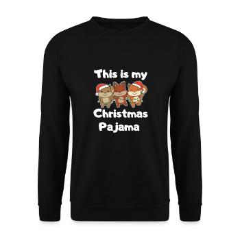 Squirrel Christmas Pajamas - Unisex Sweatshirt - black - Front - Alina (178cm) & Michal (187cm)