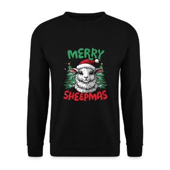 Joyeux Sheepmas Drôle Mouton Noël - Sweat-shirt Unisexe - noir - Devant - Alina (178cm) & Michal (187cm)
