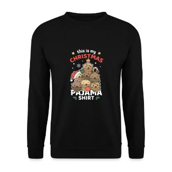 Pyjama de Noël Loutre de Noël - Sweat-shirt Unisexe - noir - Devant - Alina (178cm) & Michal (187cm)
