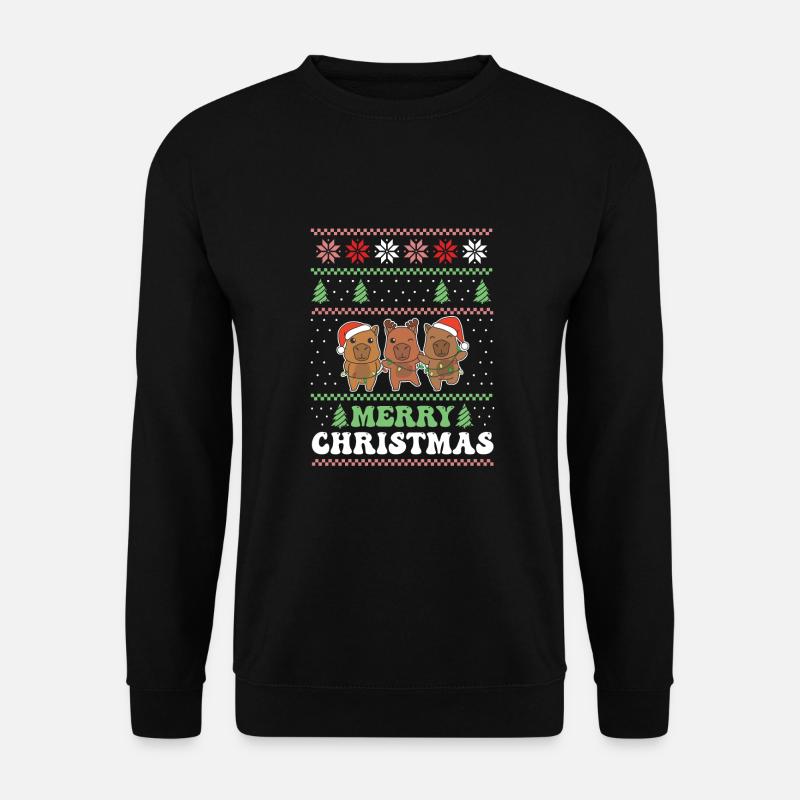 Merry Christmas retro ugly christmas Capybara - Unisex Pullover - Schwarz