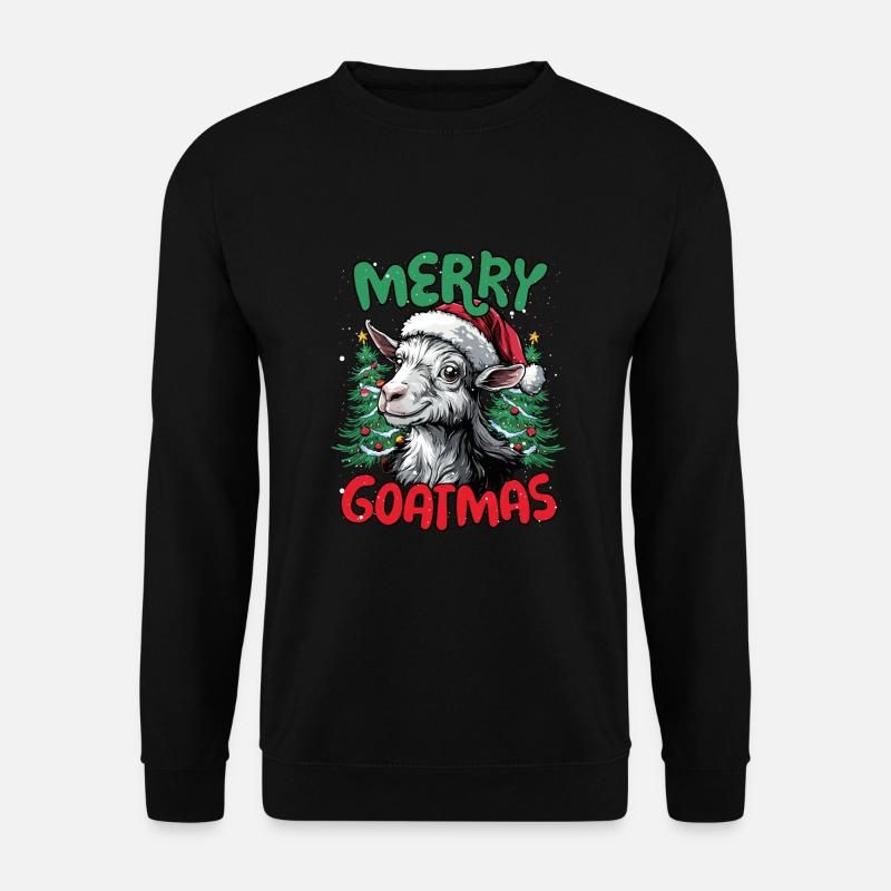 Merry Goatmas Lustiges Ziegen Weihnachts - Unisex Pullover - Schwarz