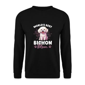 Bichon Frise Groovy Bichon Mom - Unisex Pullover - Schwarz - Vorne - Alina (178cm) & Michal (187cm)