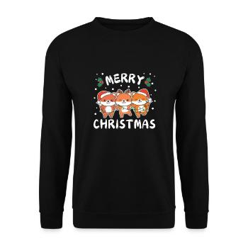 Merry Christmas süßer Fuchs Weihnachtliches Füchse - Unisex Pullover - Schwarz - Vorne - Alina (178cm) & Michal (187cm)