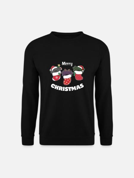 Süße Axolotls in Weihnachtssocke zu Weihnachten - Unisex Pullover - Schwarz