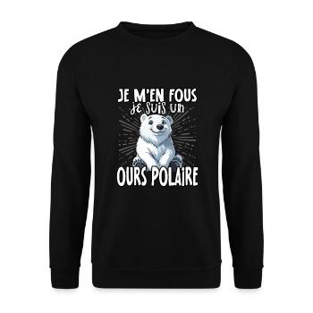 Je m'en fous je suis un ours polaire - süßer - Unisex Pullover - Schwarz - Vorne - Alina (178cm) & Michal (187cm)
