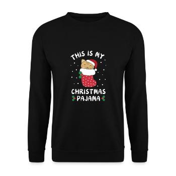 Das Ist Mein Weihnachtspyjama, Süßes Katze - Unisex Pullover - Schwarz - Vorne - Alina (178cm) & Michal (187cm)