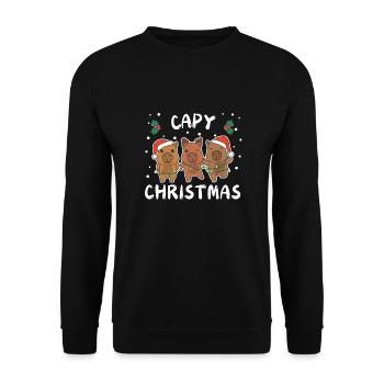 Merry Christmas süßes Capybara Weihnachtliches - Unisex Pullover - Schwarz - Vorne - Alina (178cm) & Michal (187cm)