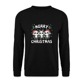 Joyeux Noël Panda mignon Pandas de Noël - Sweat-shirt Unisexe - noir - Devant - Alina (178cm) & Michal (187cm)