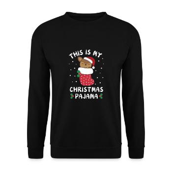 Das Ist Mein Weihnachtspyjama, Süßes Reh - Unisex Pullover - Schwarz - Vorne - Alina (178cm) & Michal (187cm)