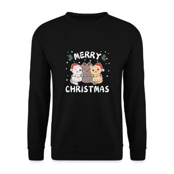 Joyeux Noël Chat mignon Chats de Noël - Sweat-shirt Unisexe - noir - Devant - Alina (178cm) & Michal (187cm)