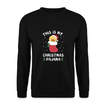 Das Ist Mein Weihnachtspyjama, Süßes Ente - Unisex Pullover - Schwarz - Vorne - Alina (178cm) & Michal (187cm)