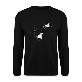 Norwegen Landkarte umrahmt echten Fußball NO - Unisex Pullover - Schwarz - Vorne - Alina (178cm) & Michal (187cm)