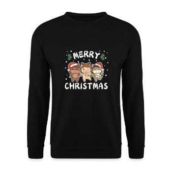 Joyeux Noël Cheval mignon Chevaux de Noël - Sweat-shirt Unisexe - noir - Devant - Alina (178cm) & Michal (187cm)