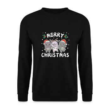 Merry Christmas Sweet Rhino Christmas - Unisex Sweatshirt - black - Front - Alina (178cm) & Michal (187cm)