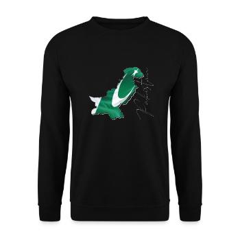 Pakistan flag in the Pakistan map EN - Unisex Sweatshirt - black - Front - Alina (178cm) & Michal (187cm)