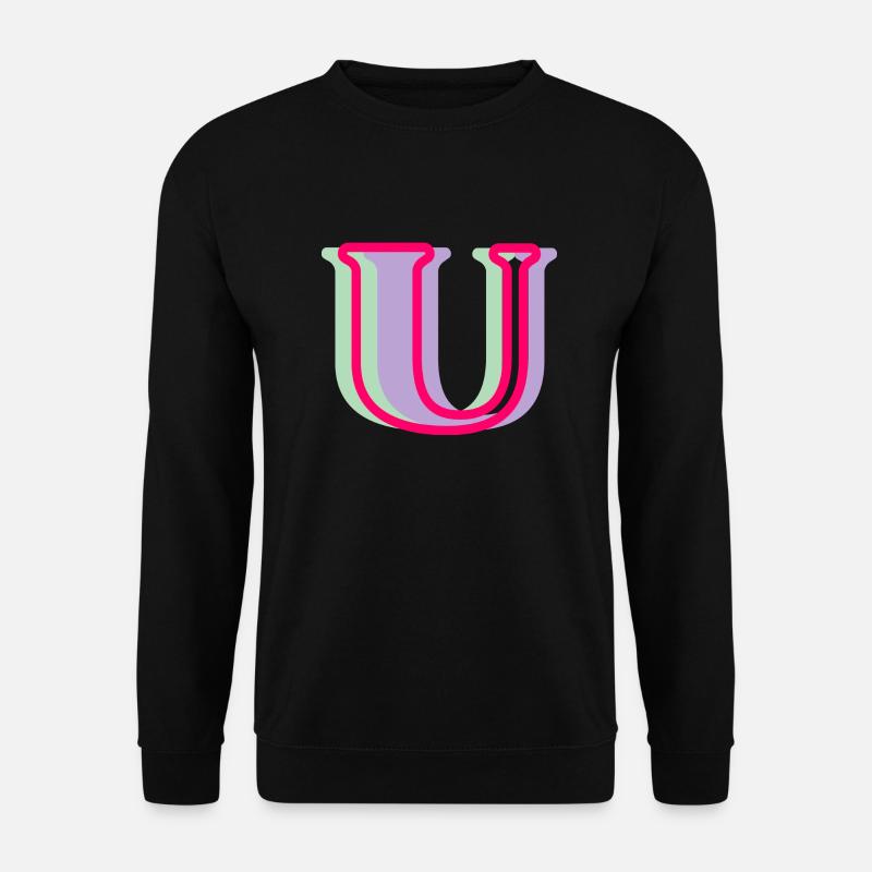 Mehrfarbiger Buchstabe u - Unisex Pullover - Schwarz