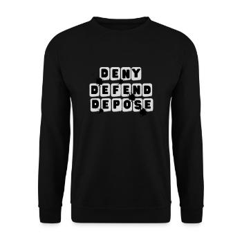 DENY DEFEND DEPOSE - Unisex Sweatshirt - black - Front - Alina (178cm) & Michal (187cm)
