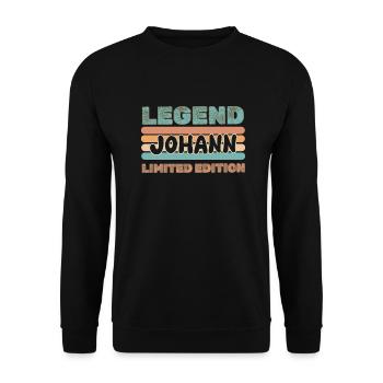 Vorname Johann - Unisex Pullover - Schwarz - Vorne - Alina (178cm) & Michal (187cm)