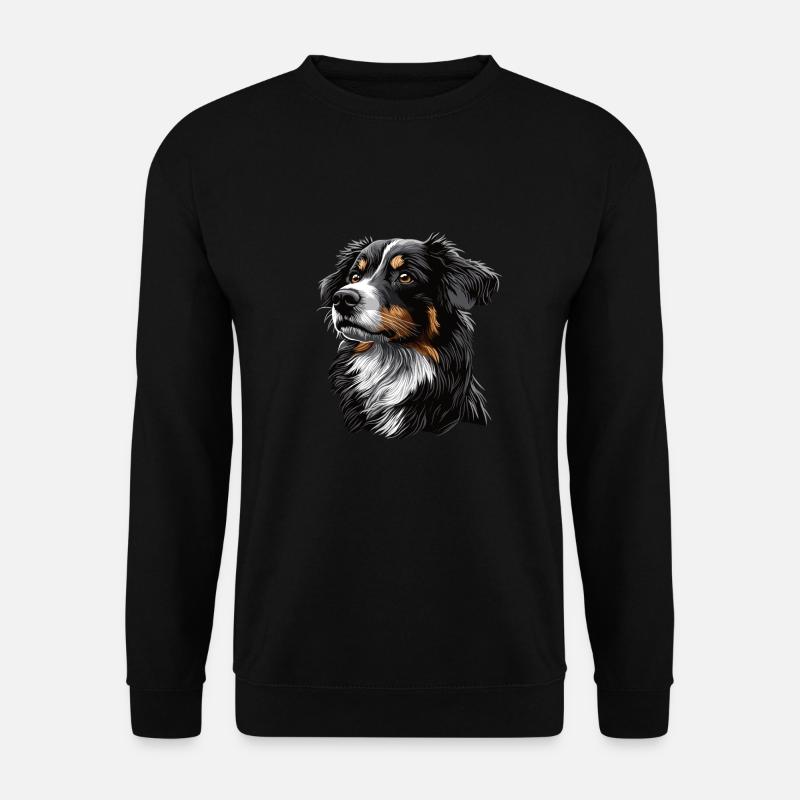 Zeichnung Realistischer Australian Shepherd - Unisex Pullover - Schwarz