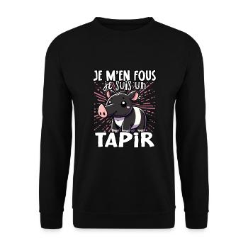 Je m'en fous je suis un tapir - süßes Tapir - Unisex Pullover - Schwarz - Vorne - Alina (178cm) & Michal (187cm)