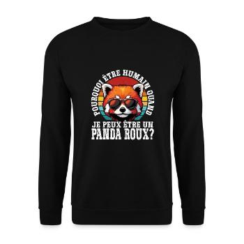 Pourquoi être humain quand je peux être un panda - Sweat-shirt Unisexe - noir - Devant - Alina (178cm) & Michal (187cm)