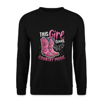 This girl loves country music Pink Cowboy Boots - Unisex Pullover - Schwarz - Vorne - Alina (178cm) & Michal (187cm)